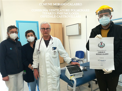 Covid-19, il Comune consegna un ventilatore polmonare alla Pneumologia dell’ospedale di Castrovillari