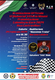 Sabato 24 febbraio premiazione IV Memorial Vittorio Minasi e lancio calendario gare 2024